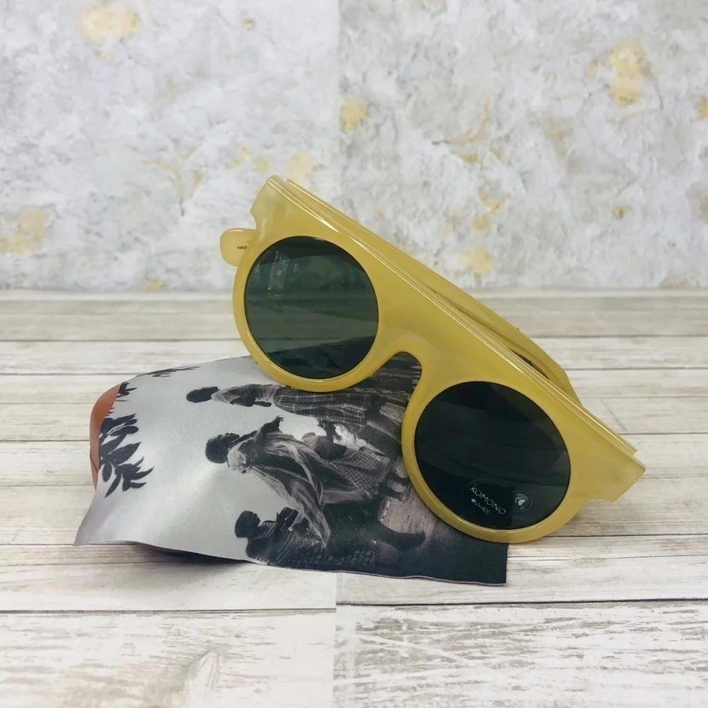 KOMONO Hippolyte Milky Bone Sunglasses NEW shield yellow gold